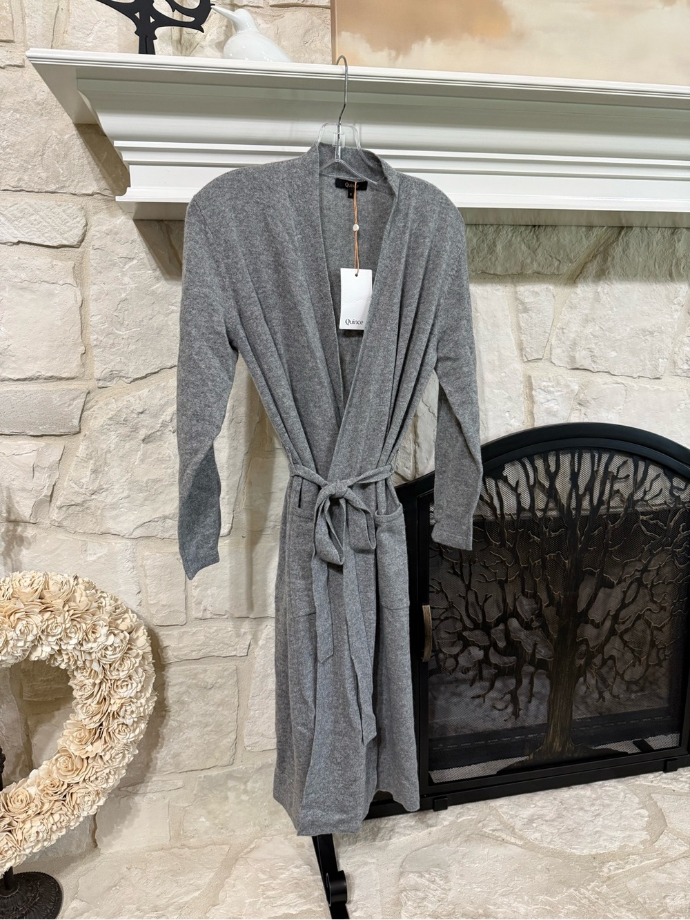 Quince Mongolian Cashmere Gray Robe Size Small